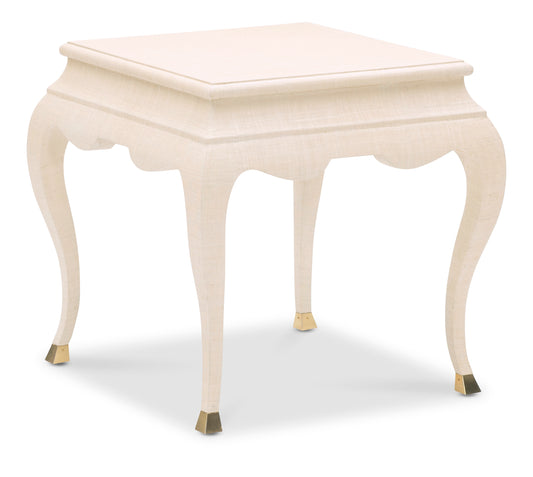 Maitland-Smith Valenciennes Raffia Side Table in Brass