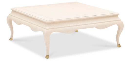 Maitland-Smith Valenciennes Raffia Cocktail Table in Brass
