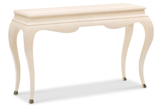 Maitland-Smith Valenciennes Raffia Console Table in Brass