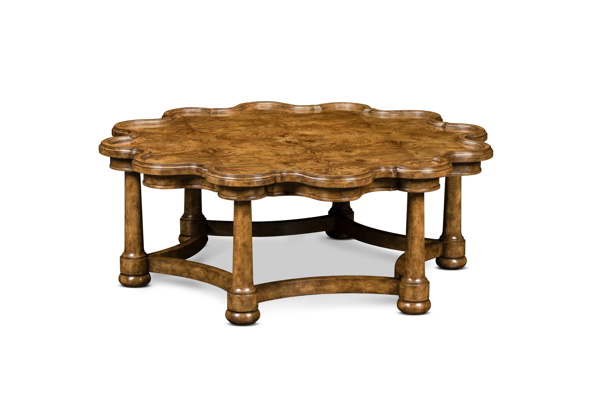 Maitland-Smith Devonshire Scalloped Burl Cocktail Table in Wood