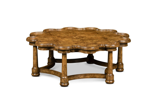 Maitland-Smith Devonshire Scalloped Burl Cocktail Table in Wood