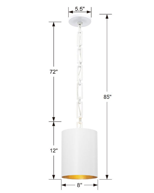 Crystorama Alston Mini Pendant Matte Black, White