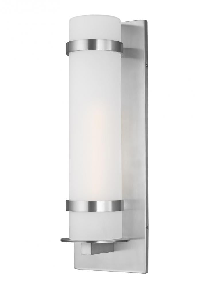 Generation Lighting Alban Large One Light Outdoor Wall Lantern Satin Aluminum