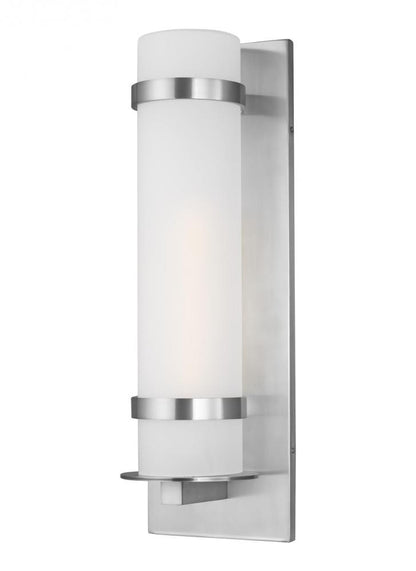Generation Lighting Alban Large One Light Outdoor Wall Lantern Satin Aluminum