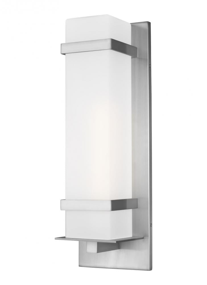 Generation Lighting Alban Large One Light Outdoor Wall Lantern Satin Aluminum