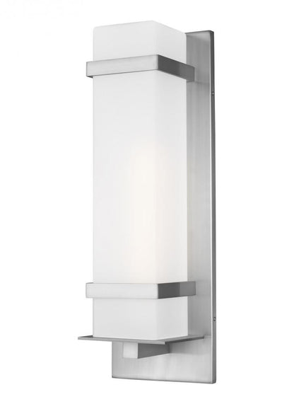 Generation Lighting Alban Large One Light Outdoor Wall Lantern Satin Aluminum