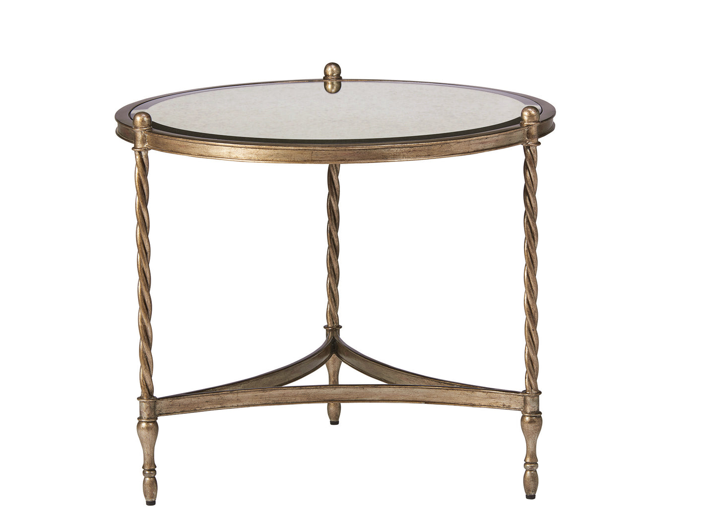 Maitland-Smith Majorca Side Table Burnished Champagne Silver Leaf, Antique Mi