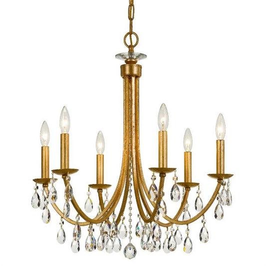 Crystorama Bridgehampton 6 Light Chandelier Antique Gold