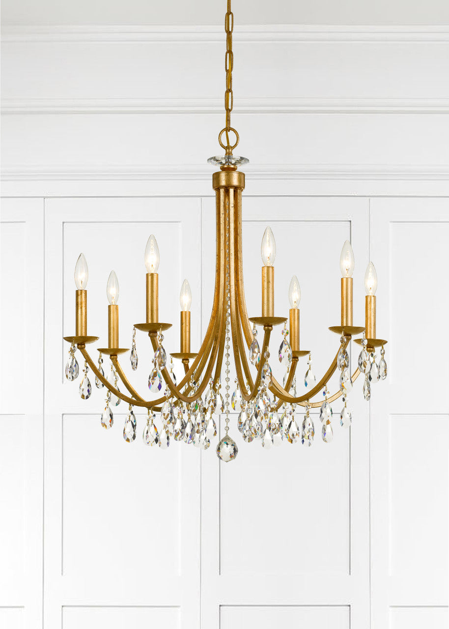 Bridgehampton Chandelier - Antique Gold, Hand Cut Crystal 29"H, Crystorama (8828-GA-CL-MWP 2KWN5)