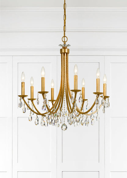 Bridgehampton Chandelier - Antique Gold, Hand Cut Crystal 29"H, Crystorama (8828-GA-CL-MWP 2KWN5)