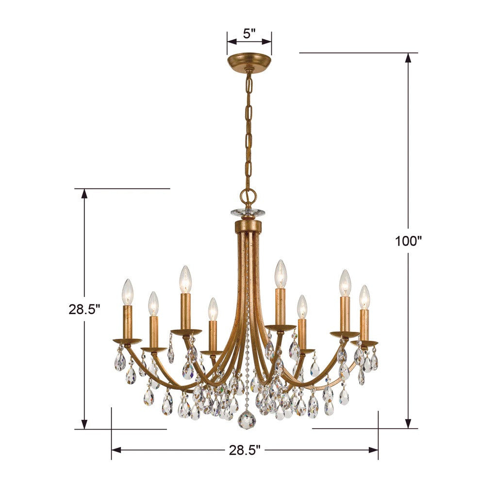 Bridgehampton Chandelier - Antique Gold, Hand Cut Crystal 29"H, Crystorama (8828-GA-CL-MWP 2KWN5)