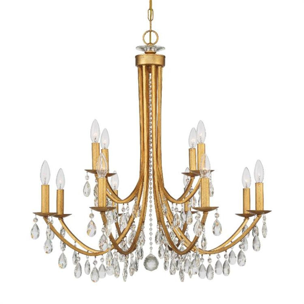 Crystorama Bridgehampton 12 Light Chandelier Antique Gold