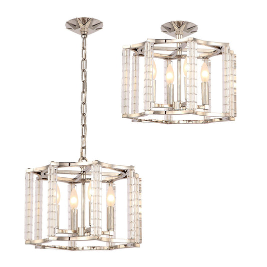 Crystorama Carson Semi Flush Mount Polished Nickel