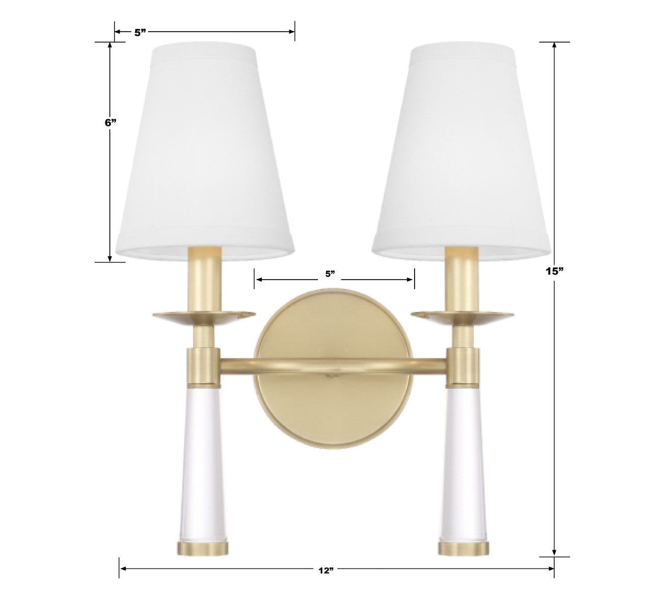 Baxter 2 Light Wall Sconce - Aged Brass 15"H, Crystorama (8862-AG 2KVNW)