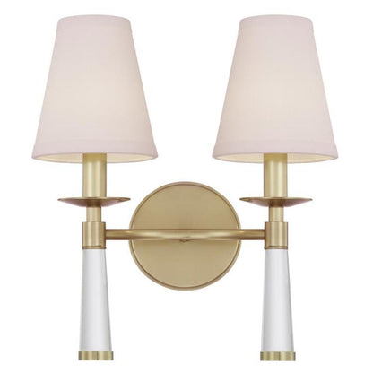 Baxter 2 Light Wall Sconce - Aged Brass 15"H, Crystorama (8862-AG 2KVNW)