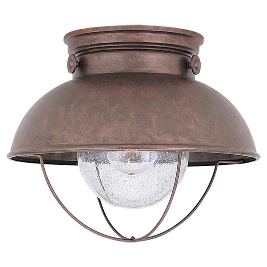 Generation Lighting Sebring One Light Outdoor Ceiling Flush Mount Weathered Copper