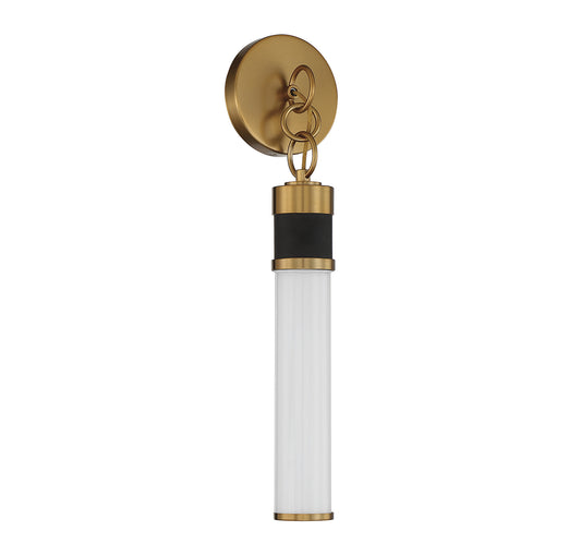 Abel LED Wall Sconce in Matte Black with Warm Brass Accents