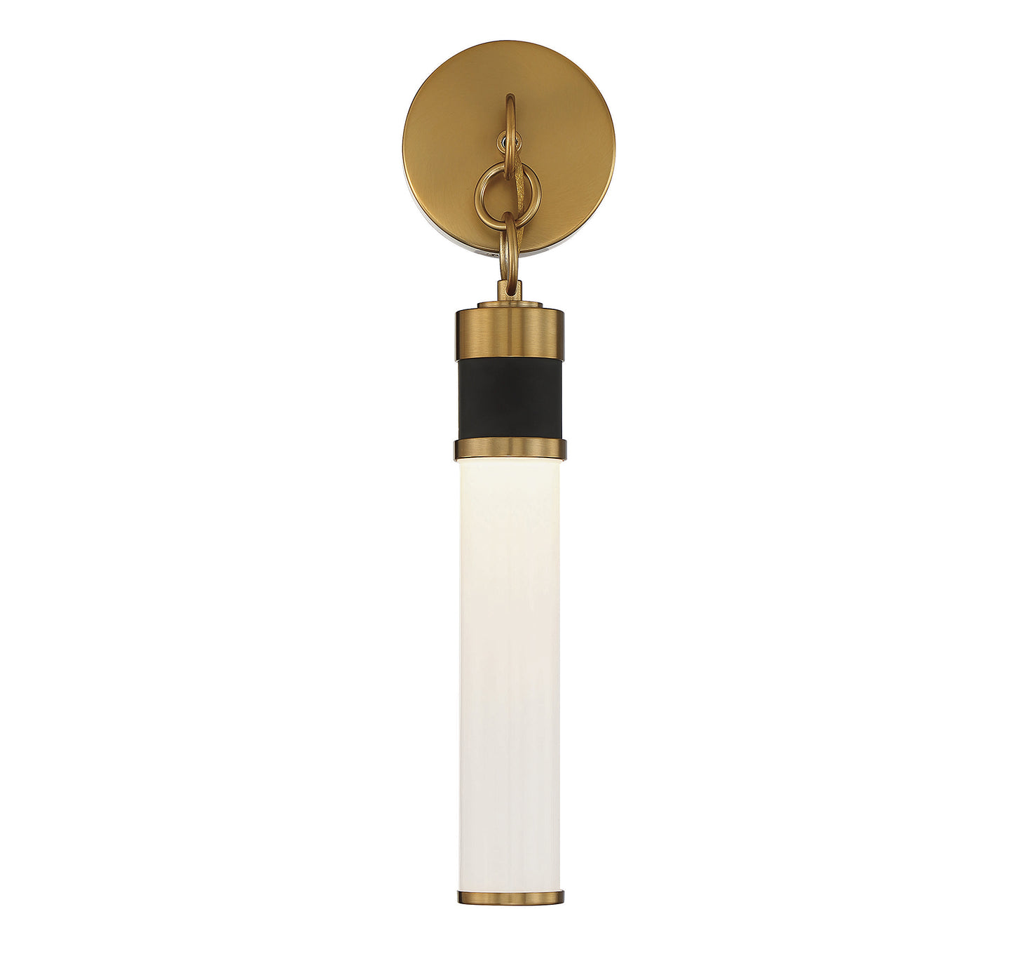 Abel LED Wall Sconce in Matte Black with Warm Brass Accents