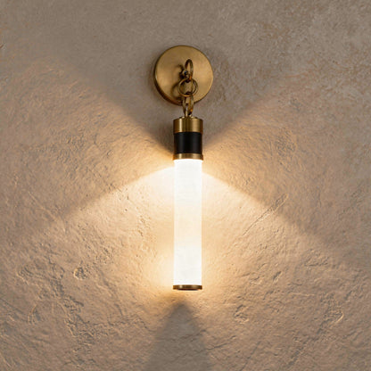 Abel LED Wall Sconce in Matte Black with Warm Brass Accents