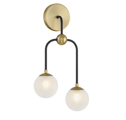 Couplet 2-Light Wall Sconce in Matte Black with Warm Brass Accents