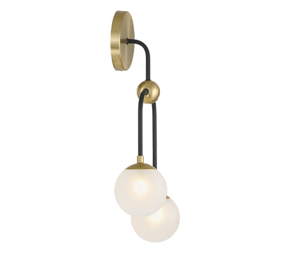 Couplet 2-Light Wall Sconce in Matte Black with Warm Brass Accents