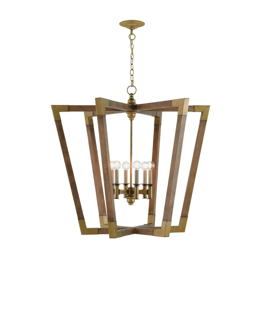 Bastian Large Lantern, 14-Light, Chestnut, Brass, 34"H, Currey and Company (9000-0008 KFW0)