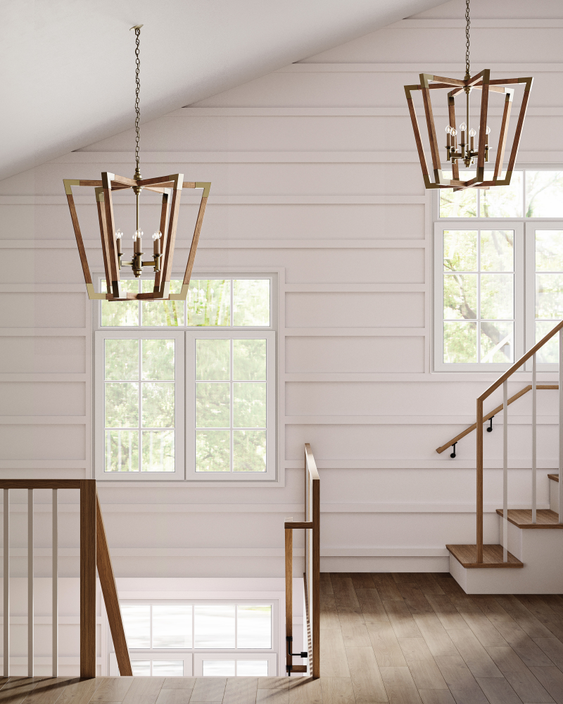 Bastian Large Lantern, 14-Light, Chestnut, Brass, 34"H, Currey and Company (9000-0008 KFW0)
