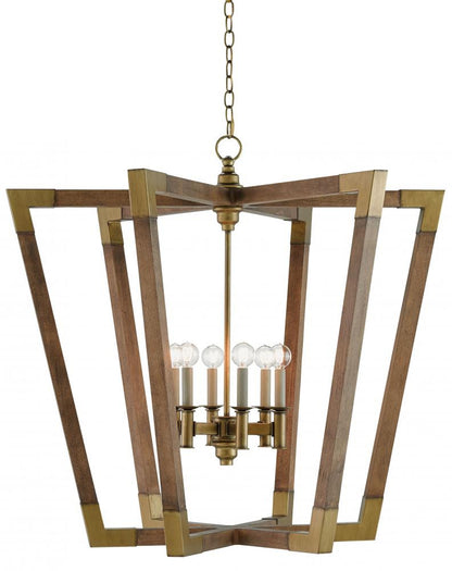 Currey and Company Bastian Large Chestnut Lantern Chestnut, Brass