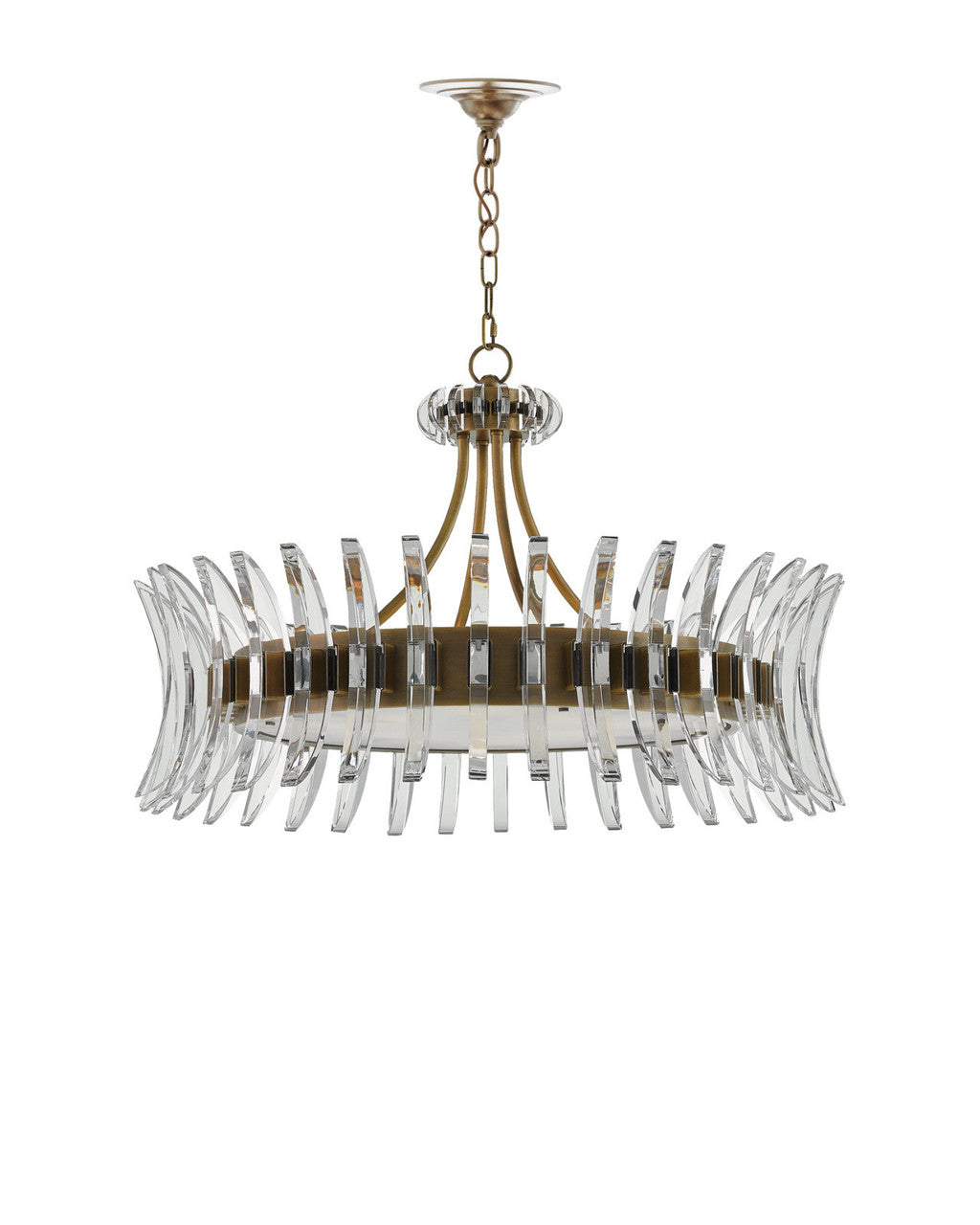 Currey and Company Coquette Brass Chandelier Clear, Antique Brass