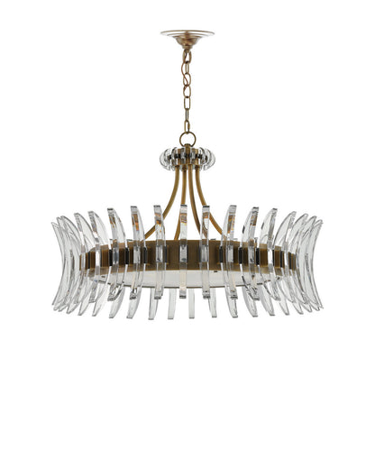 Currey and Company Coquette Brass Chandelier Clear, Antique Brass