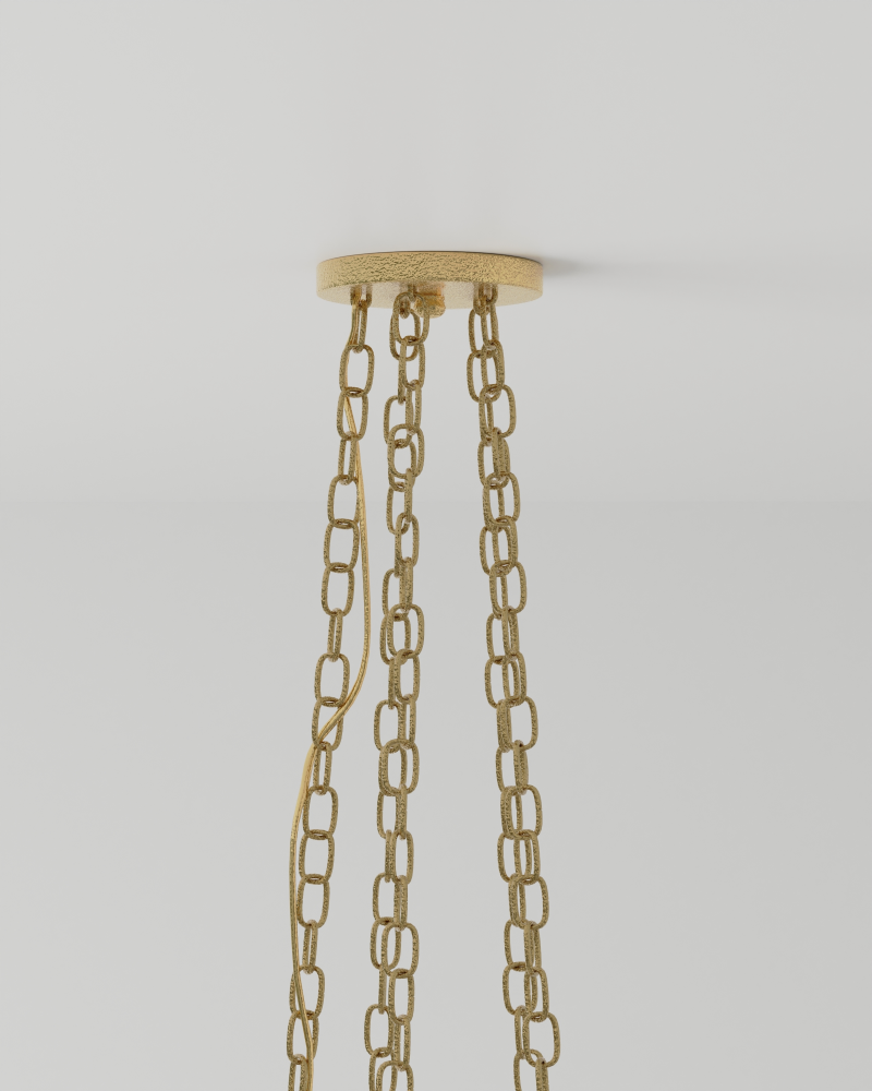 Forest Light Chandelier, 24-Light, Washed Lucerne Gold, Natural, 62"W, Currey and Company (9000-0040 KFX0)