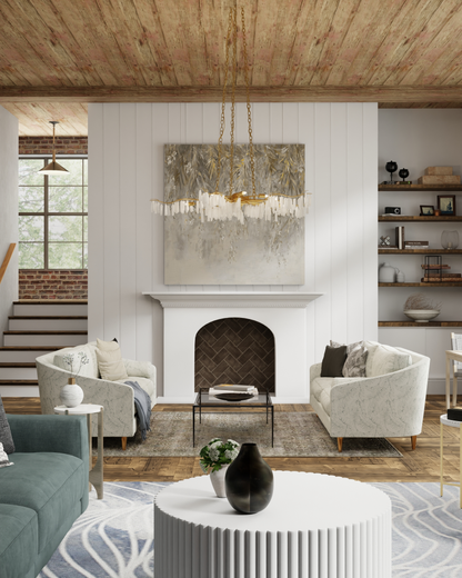 Forest Light Chandelier, 24-Light, Washed Lucerne Gold, Natural, 62"W, Currey and Company (9000-0040 KFX0)