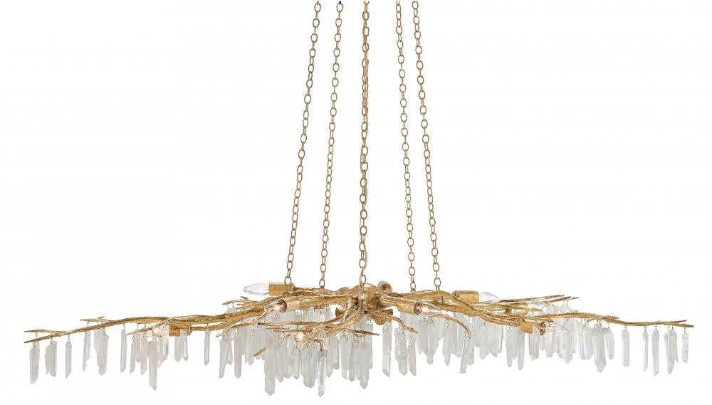 Currey and Company Forest Light Gold Chandelier Washed Lucerne Gold, Natural