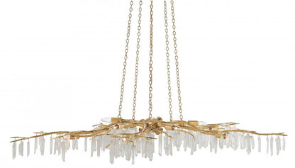 Currey and Company Forest Light Gold Chandelier Washed Lucerne Gold, Natural