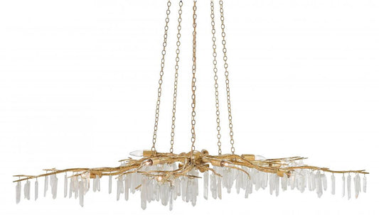 Currey and Company Forest Light Gold Chandelier Washed Lucerne Gold, Natural