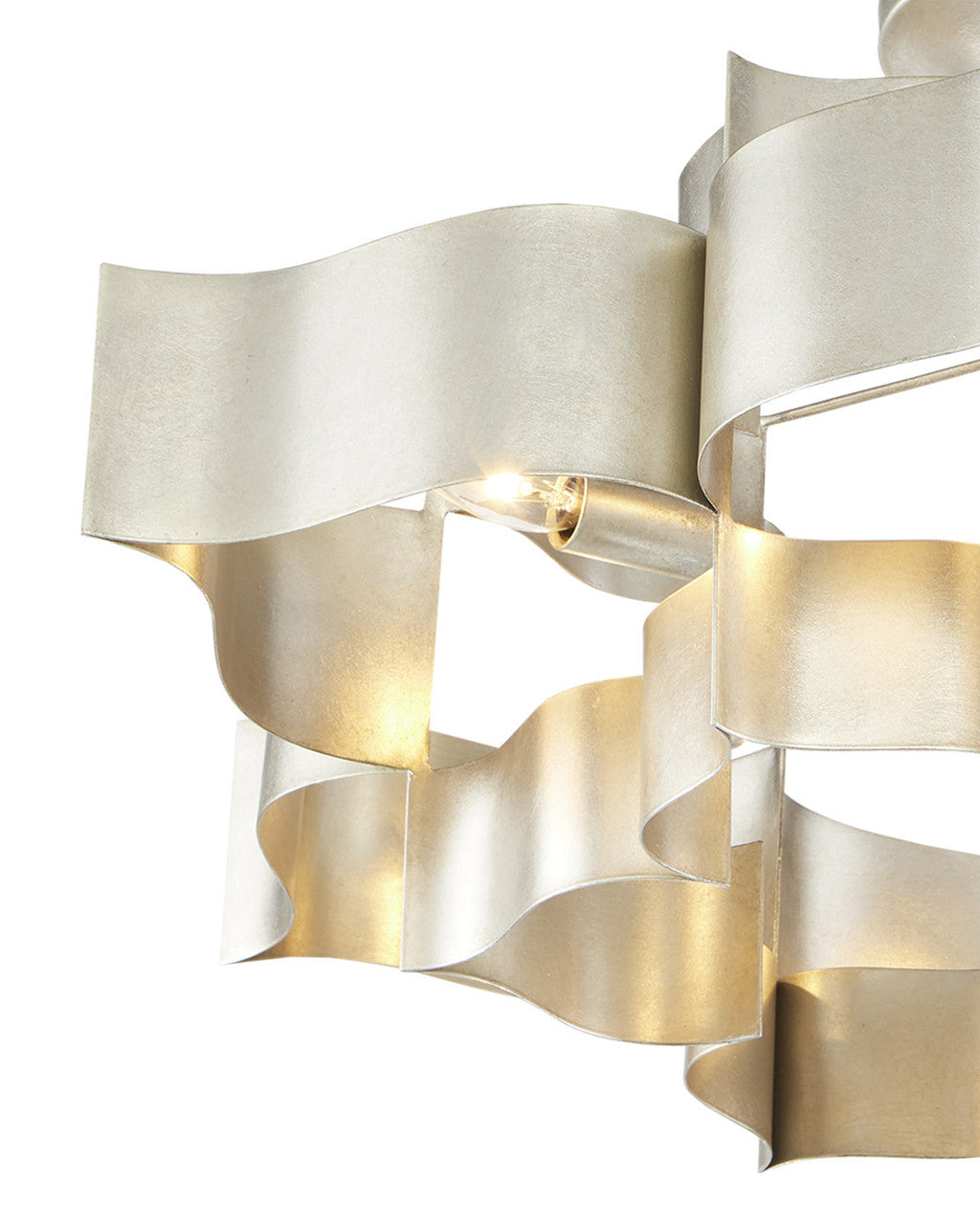 Grand Lotus Large Chandelier, 4-Light, Contemporary Silver Leaf, 30"W, Currey and Company 9000-0051