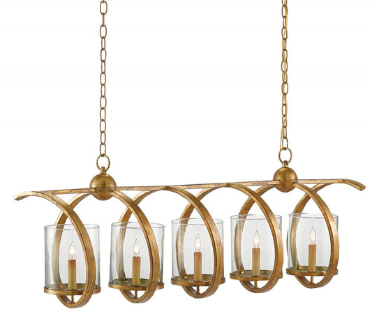 Currey and Company Maximus Medium Gold Chandelier Washed Gold Leaf