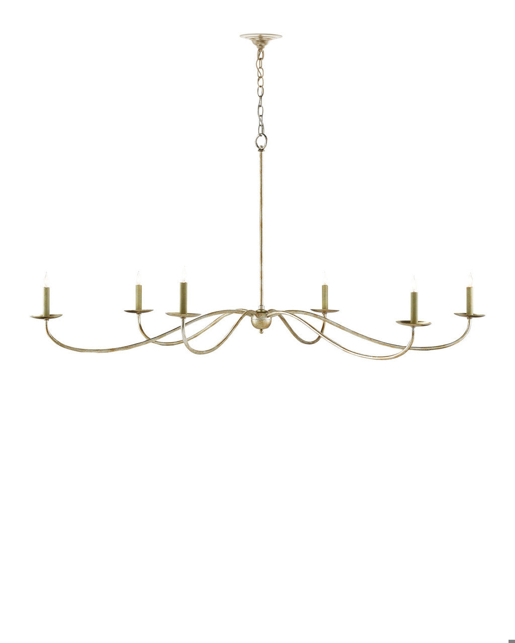 Currey and Company Saxon Large Silver Chandelier Silver Granello