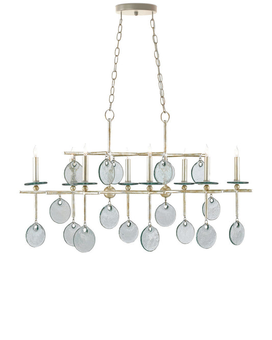 Currey and Company Sethos Silver Rectangular Chandelier Clear, Silver Granello