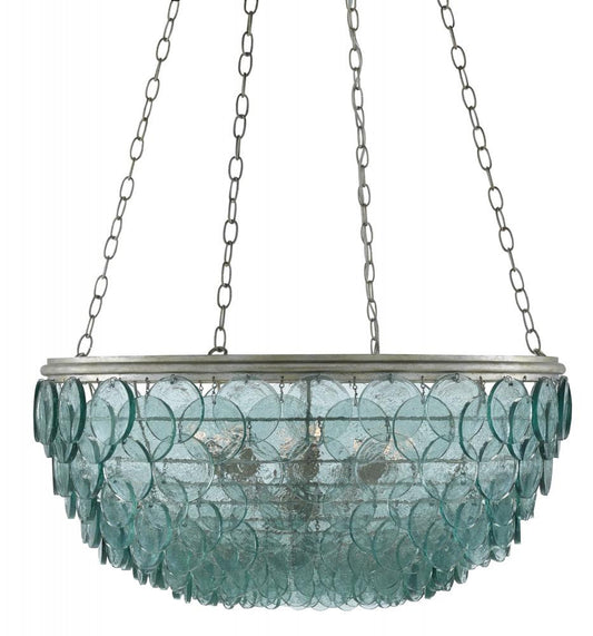 Currey and Company Quorum Small Chandelier Clear, Silver Leaf