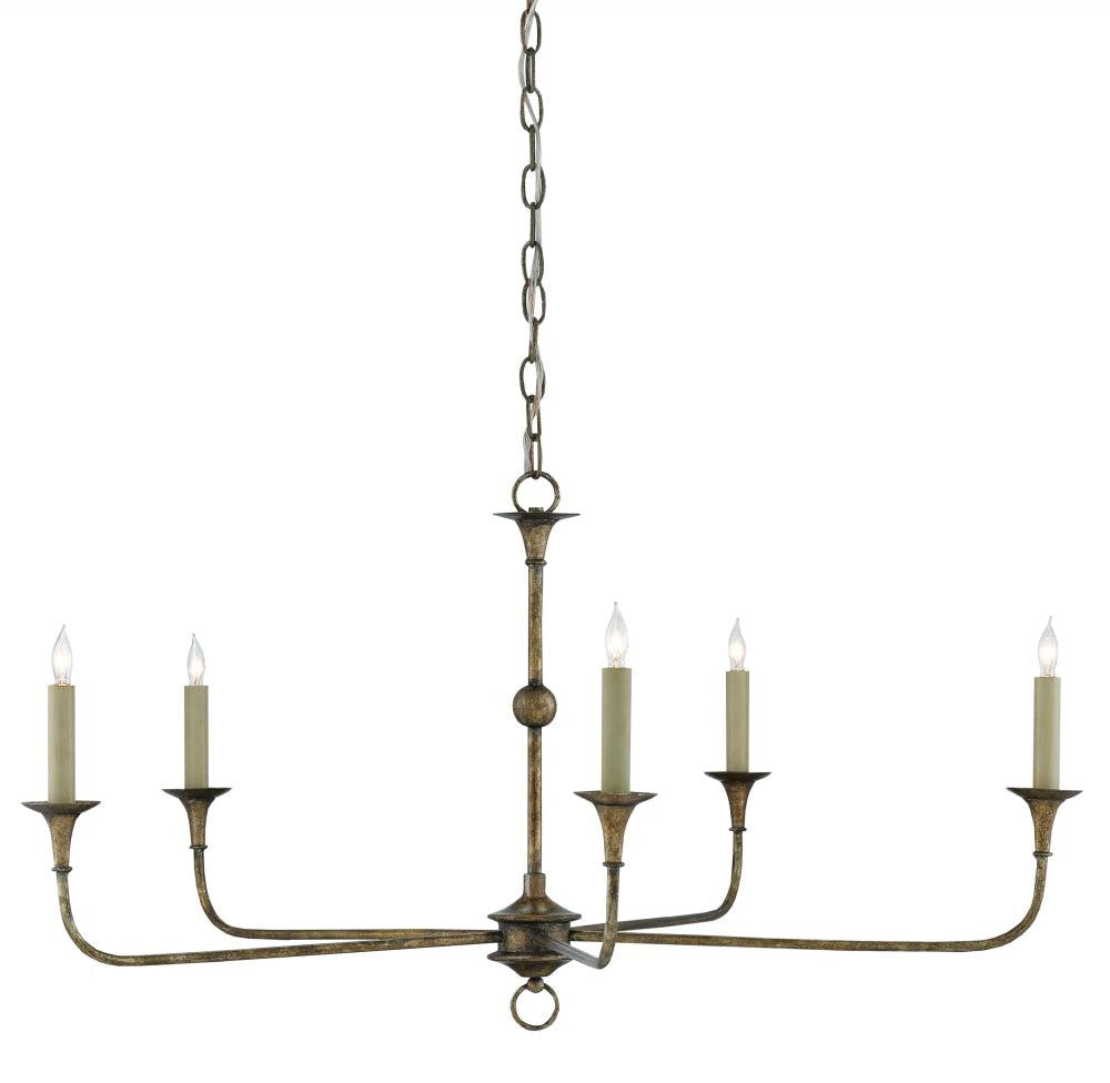 Currey and Company Nottaway Small Bronze Chandelier Pyrite Bronze