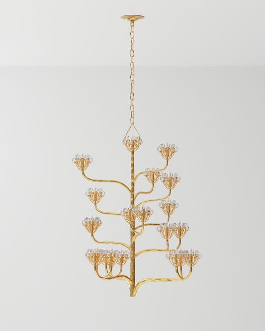 Agave Americana Chandelier, 7-Light, Gold, 42"W, Currey and Company (9000-0157 KJV1)