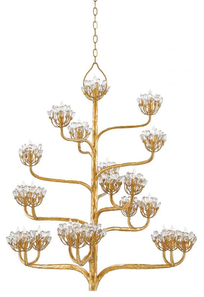 Currey and Company Agave Americana Gold Chandelier Dark Contemporary Gold Leaf