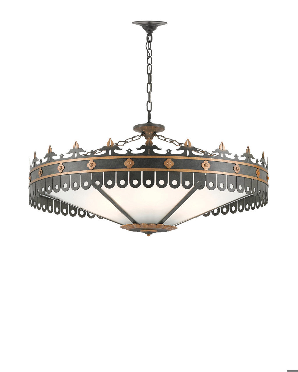 Currey and Company Berkeley Chandelier Antique Gold, Moss Gray
