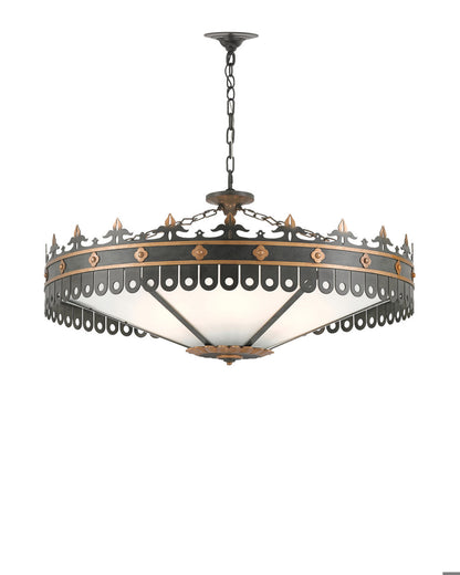 Currey and Company Berkeley Chandelier Antique Gold, Moss Gray