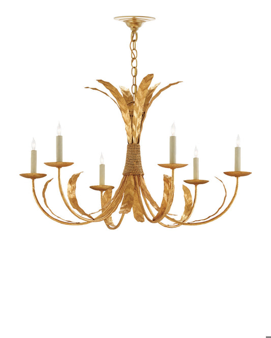 Bette Chandelier, 3-Light, Grecian Gold Leaf, 33"W, Currey and Company 9000-0186