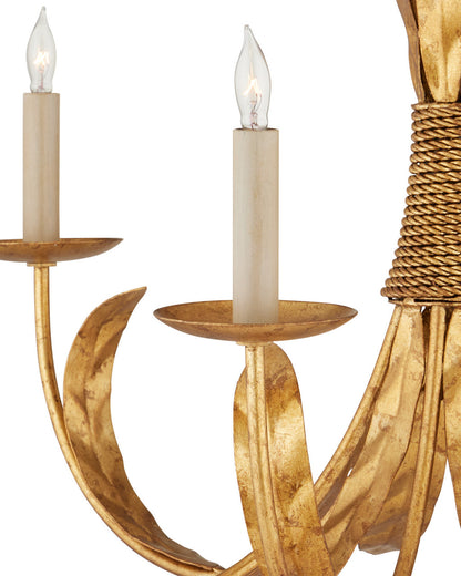 Bette Chandelier, 3-Light, Grecian Gold Leaf, 33"W, Currey and Company 9000-0186