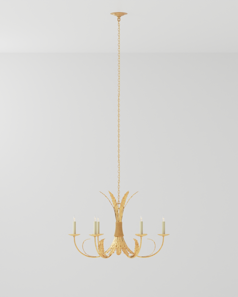 Bette Chandelier, 3-Light, Grecian Gold Leaf, 33"W, Currey and Company (9000-0186 KLT2)