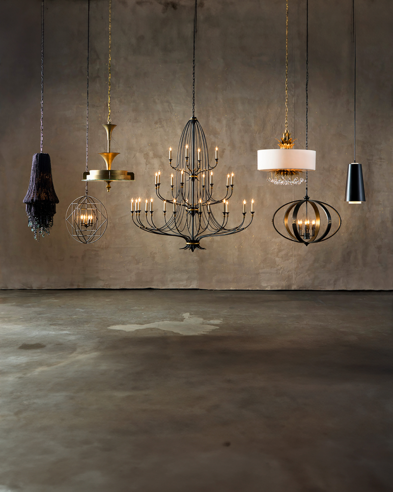 Folgate Grande Chandelier, 8-Light, French Black, Gold Leaf, 56.5"W, Currey and Company (9000-0213 KLTX)