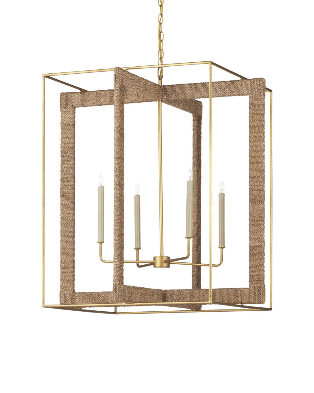 Purebred Large Lantern, 3-Light, Contemporary Gold Leaf, 36"H, Currey and Company (9000-0217 KLU1)